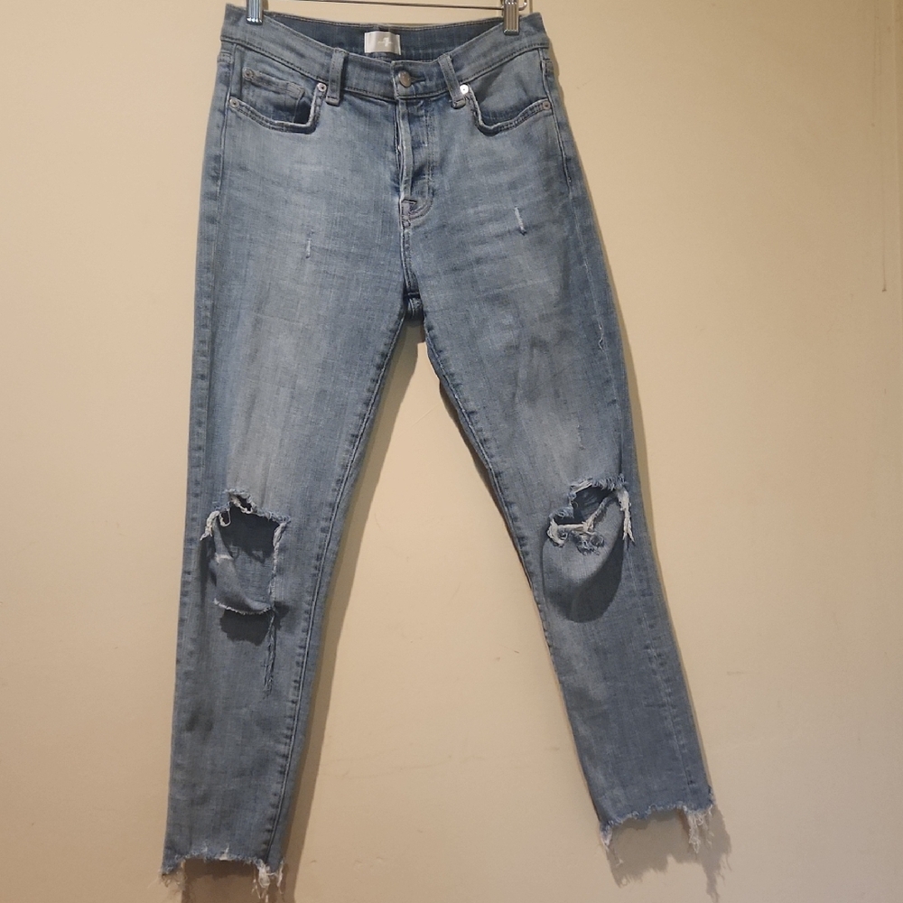 Seven Jeans Cropped Distressed Ankle Jeans